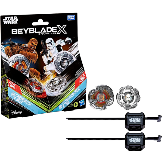 ベイブレードX スター・ウォーズ コラボ チューバッカ 4-80LF VS ストームトルーパー 5-70B 対戦セット BEYBLADE X STAR WARS アタックタイプ スタミナタイプ ランチャー2個付属 右回転 Hasbro 海外版