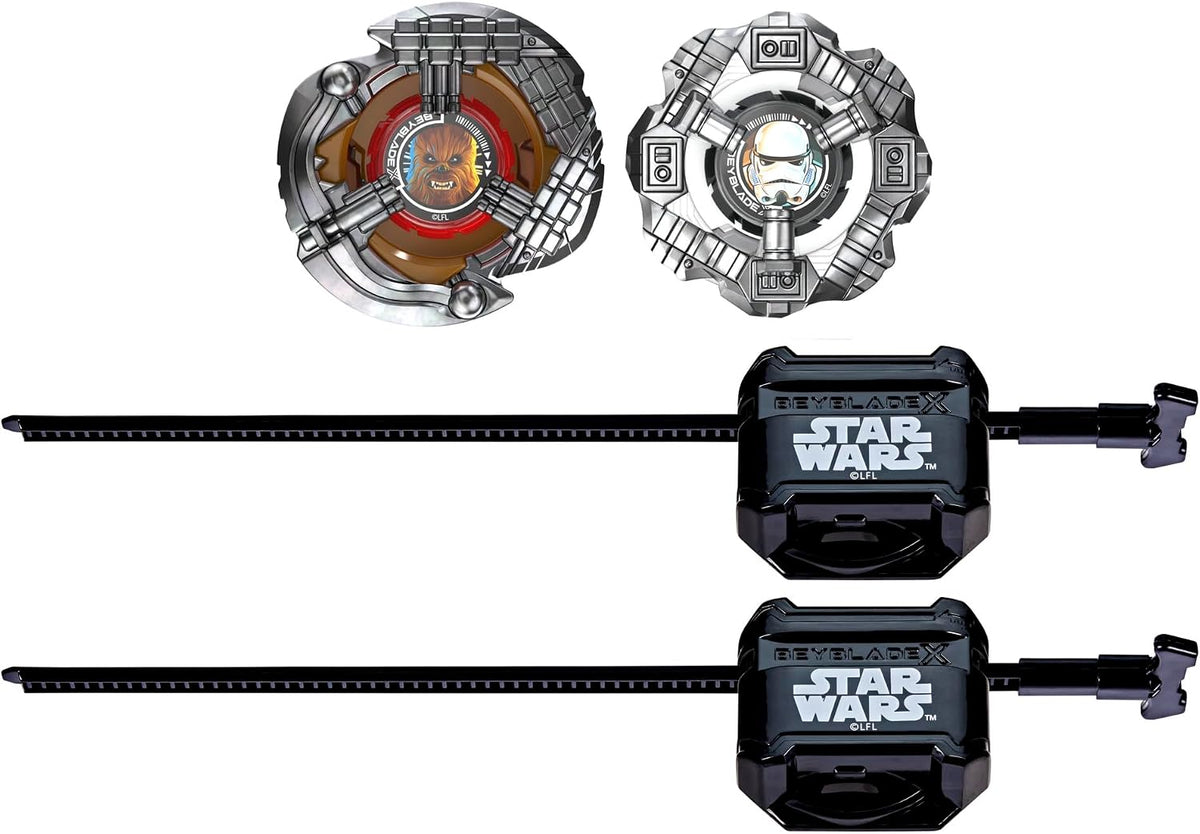 ベイブレードX スター・ウォーズ コラボ チューバッカ 4-80LF VS ストームトルーパー 5-70B 対戦セット BEYBLADE X STAR WARS アタックタイプ スタミナタイプ ランチャー2個付属 右回転 Hasbro 海外版