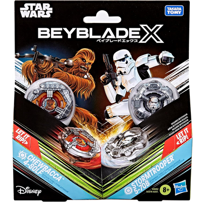 ベイブレードX スター・ウォーズ コラボ チューバッカ 4-80LF VS ストームトルーパー 5-70B 対戦セット BEYBLADE X STAR WARS アタックタイプ スタミナタイプ ランチャー2個付属 右回転 Hasbro 海外版
