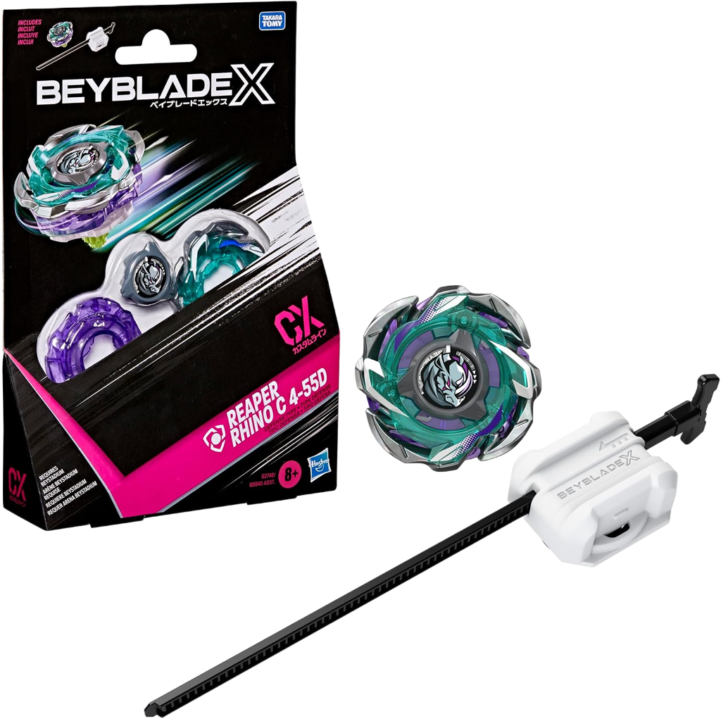 ベイブレードX リーパーライノ C 4-55D CX スターターパック ランチャー付属 BEYBLADE X Reaper Rhino ディフェンスタイプ 右回転 3分割CXブレード カスタマイズ Hasbro 海外版