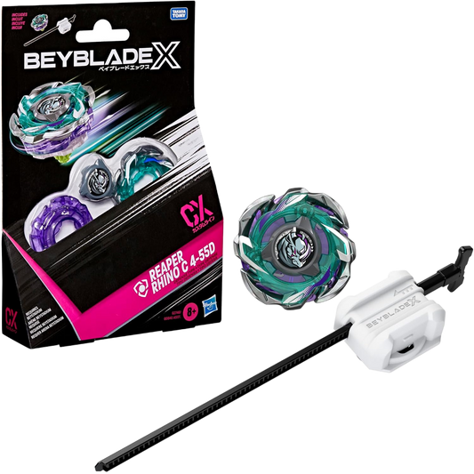 ベイブレードX リーパーライノ C 4-55D CX スターターパック ランチャー付属 BEYBLADE X Reaper Rhino ディフェンスタイプ 右回転 3分割CXブレード カスタマイズ Hasbro 海外版