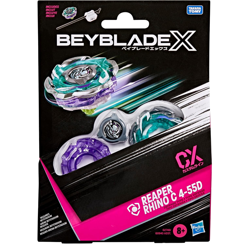 ベイブレードX リーパーライノ C 4-55D CX スターターパック ランチャー付属 BEYBLADE X Reaper Rhino ディフェンスタイプ 右回転 3分割CXブレード カスタマイズ Hasbro 海外版