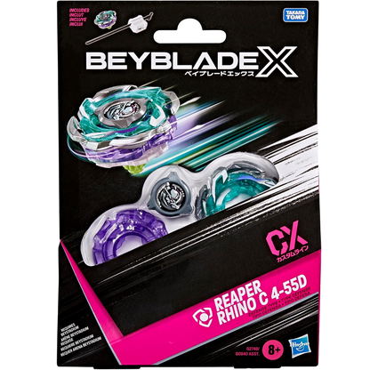 ベイブレードX リーパーライノ C 4-55D CX スターターパック ランチャー付属 BEYBLADE X Reaper Rhino ディフェンスタイプ 右回転 3分割CXブレード カスタマイズ Hasbro 海外版