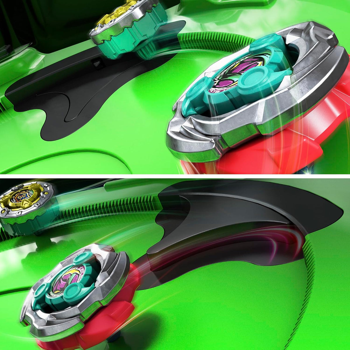 ベイブレードX スニークアタック バトルセット。突然せり上がるレールを備えた専用スタジアムに、ランパートイージスGBとカッターシノビLF、ランチャー2個が付属。これひと箱ですぐに対戦を始められるHasbro海外版です。
