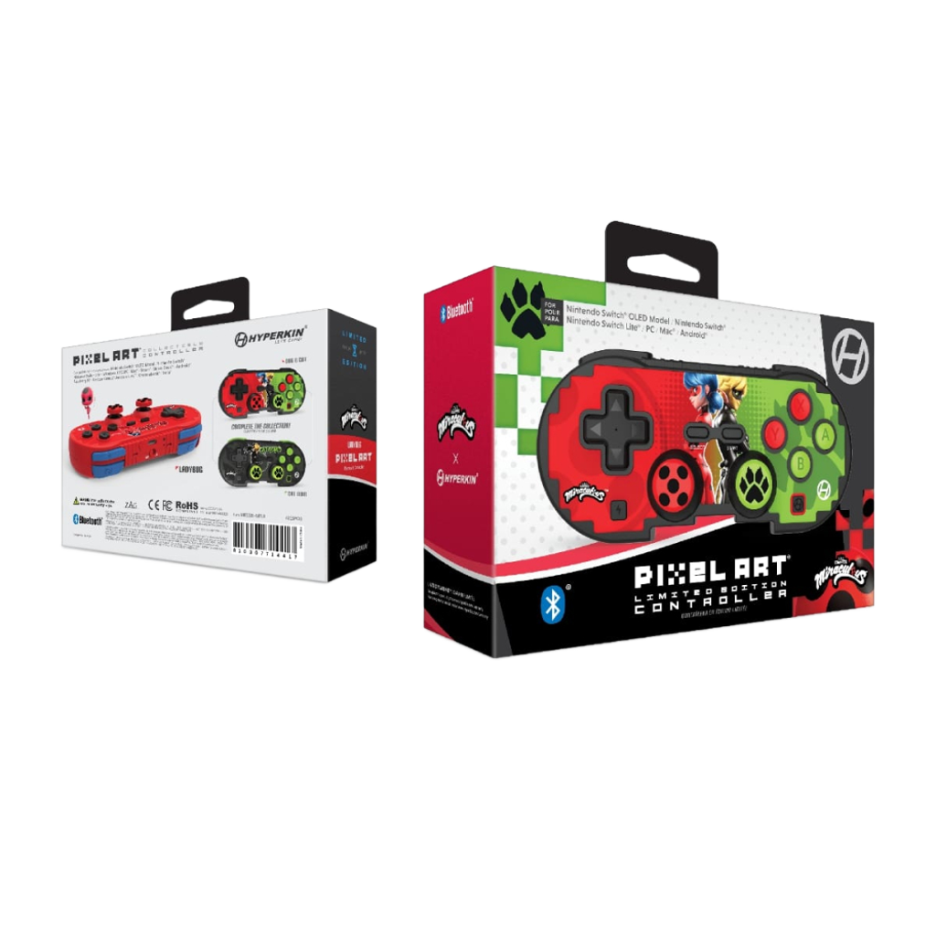 Hyperkin ピクセルアート Bluetooth ワイヤレスゲームコントローラー｜公式ミラキュラス レディバグ＆シャノワール エディション