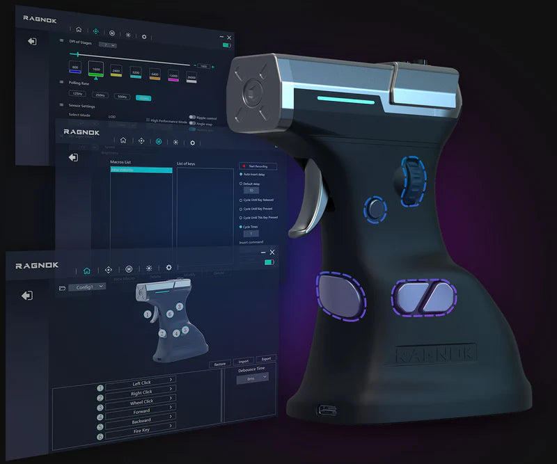 Ragnok ErgoStrike7 ガンリコイル搭載 ゲーミングマウス 縦型 バーティカル 銃グリップ形状 トリガーメカニズム FPS最適化 全2色 ラグノック