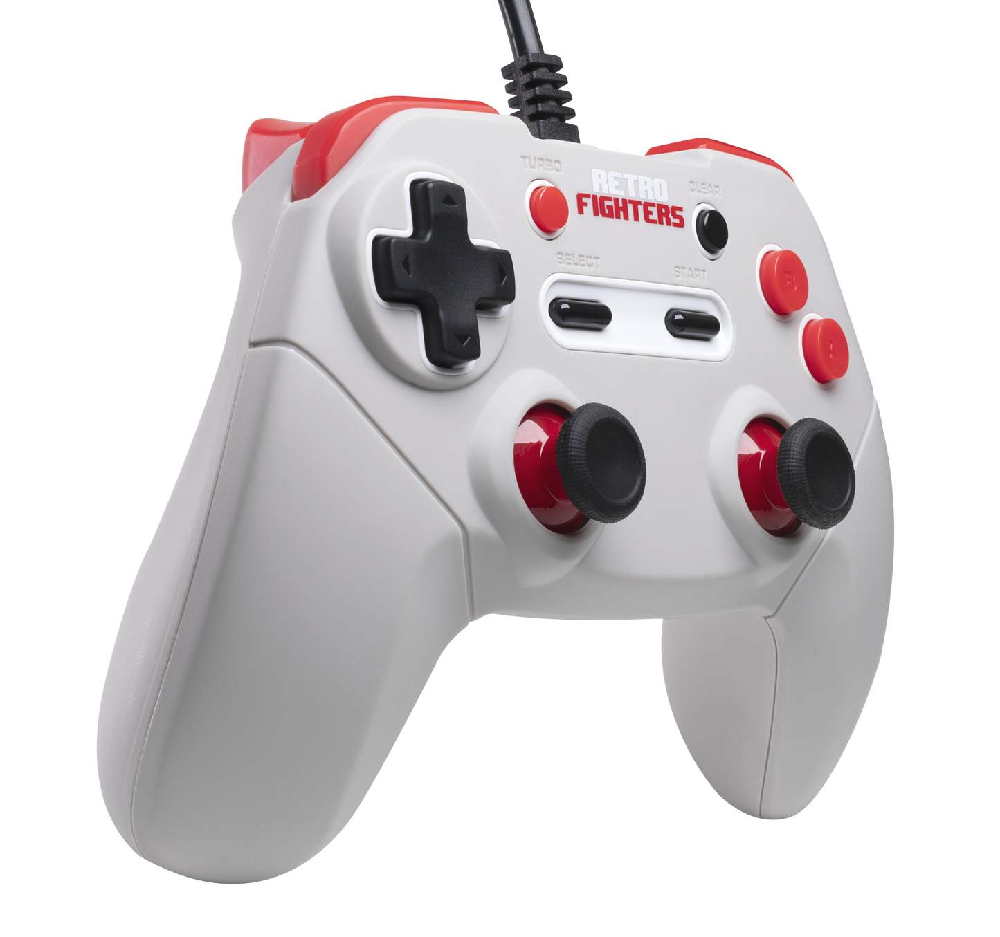 Retro Fighters JAB Gamepad（ジャブ ゲームパッド）｜NES/PC/Mac対応 次世代有線ゲームパッド 改良テクスチャーDパッド アナログスティック搭載 ターボ機能 ショルダーボタン＆トリガー 6フィートロングケーブル グレー