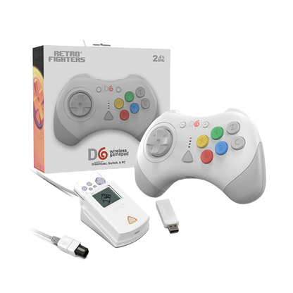 Retro Fighters® D6 Dreamcast｜Dreamcast®/Nintendo Switch™/Switch 2™/PC対応 ワイヤレス6ボタンファイティングコントローラー 2.4GHzワイヤレス Kailh® 超低遅延 全2色