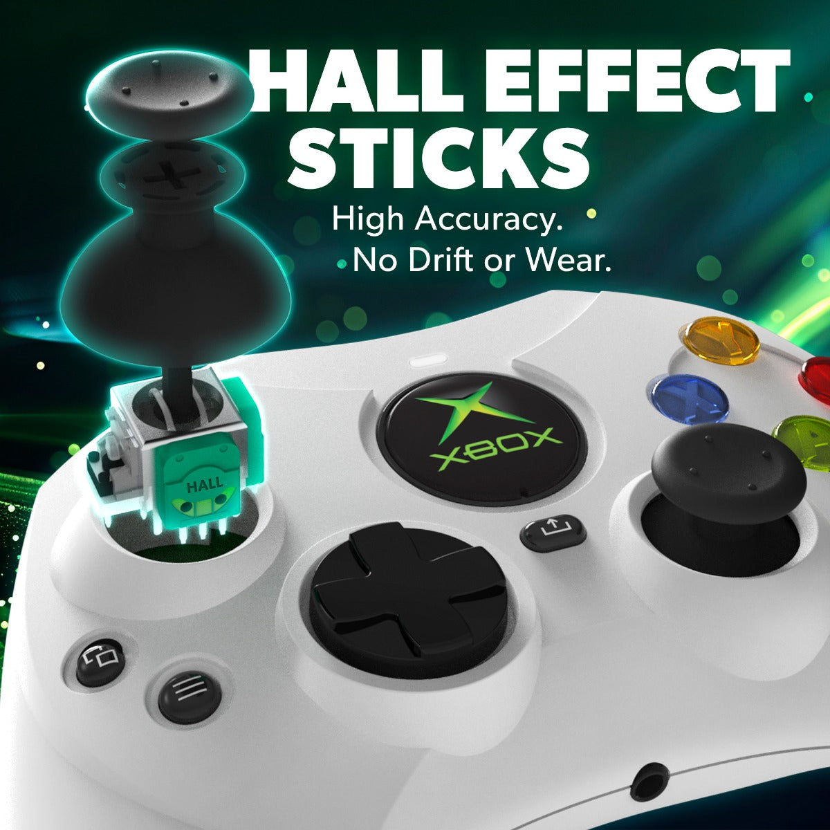 Hyperkin DuchesS 有線コントローラー Xbox公式ライセンス ホールエフェクト磁気スティック 初代Xbox Sシェイプ復刻 シェアボタン搭載 全2色 ハイパーキン