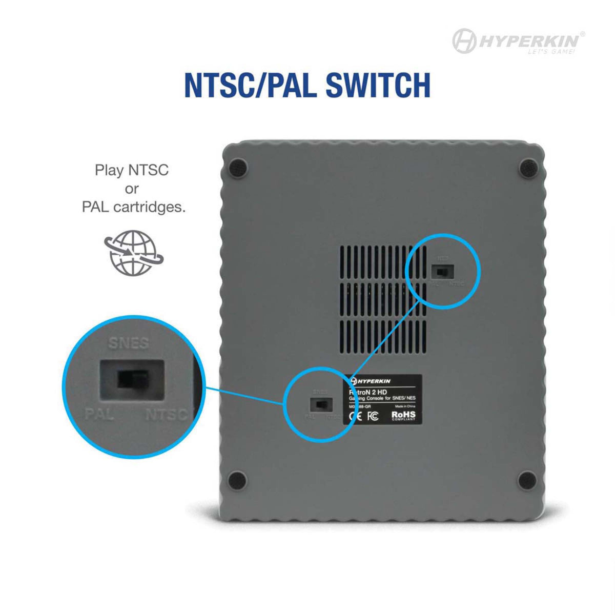 Hyperkin RetroN 2 HD 2-in-1 レトロゲーム互換機 HDMI対応 720p HD出力 スーパーファミコン 海外版ファミコン NES対応 実機コントローラー接続可能 全2色