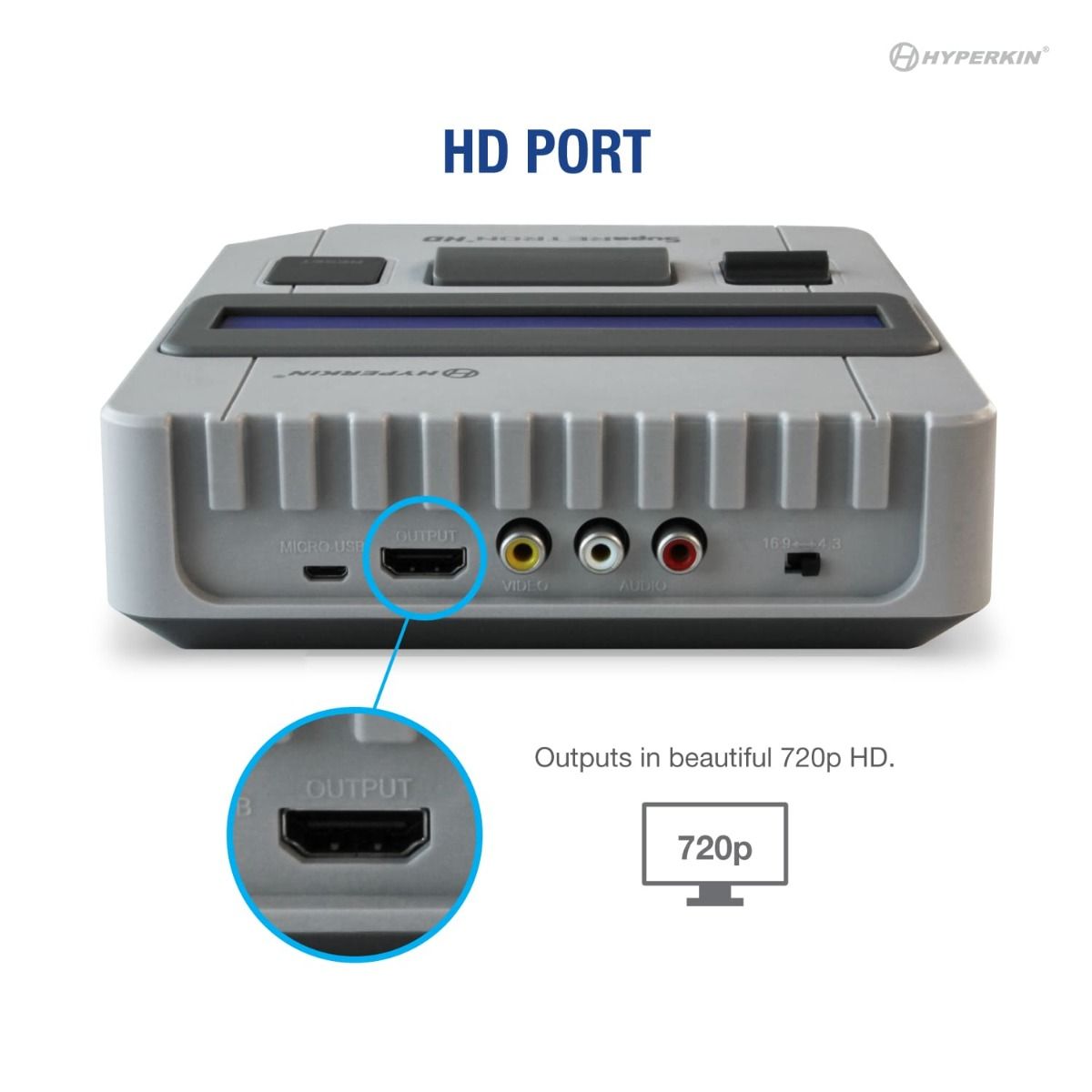 Hyperkin SupaRetroN HD レトロゲーム互換機 HDMI対応 720p HD出力 スーパーファミコン SNES対応 実機コントローラー接続可能 グレー